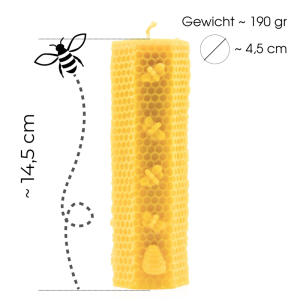 Wachskerze "Bienenpoesie", 14.5x4,5 cm
