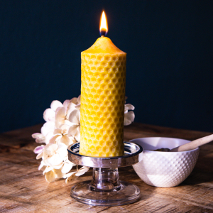 Wachskerze "Wabenflamme", 15x5,5 cm